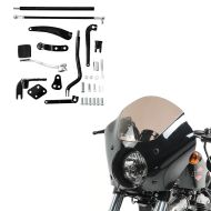 Set: Vorverlegte Fussrastenanlage für Harley Dyna Modelle 06-17 Craftride RR1 + Verkleidung für Harley Dyna 06-17 / Sportster Forty-Eight 48 16-18 Lampenmaske Craftride Gauntlet MG4_1