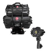 Set: Motorcycle tail bag set Bagtecs SX70 + XB50 Waterproof Duffle Bag Rear Seat 120L + LED Auxiliary Spot Light Set w. crash bar brackets and protection grill Lumitecs S22X