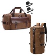 Set: Tail bag compatible with Vespa GTS 300 Craftride RT3 incl. straps brown + Backpack Canvas Craftride VG8 luggage roll bag Vintage 35L brown