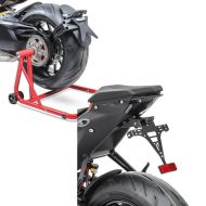Set: Single swing arm paddock stand compatible with KTM 1290 Super Duke / R 14-23 ConStands Single-Classic red + License plate holder compatible with KTM Super Duke R 20-23 tail tidy with LED light Zaddox