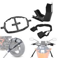 Set Handlebar and Rear Wheel Securing Strap + Motorcycle Transport stand Easy-Fix to 21 inch ConStands black
