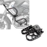 Set: Engine Guard Set L2 compatible with BMW R 1200 GS 08-12 upper and lower part crash bars + Footpegs compatible with BMW R 1200 GS Xdure FF6 Aluminium 57mm black