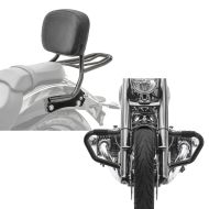 Set: Sissy Bar compatible with BMW R 18 / Classic 18-24 detachable Backrest + luggage rack Craftride QL2 + Engine Guard Mustache compatible with BMW R 18 / Classic 20-24 Crash Bar 38mm Craftride MV5 black