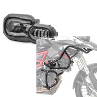 Set: LED Headlight compatible with BMW F 800 GS / Adventure 08-18 Headlamp ECE Lumitecs QL2 + Engine Guard Set compatible with BMW F 800 GS 13-17 upper and lower part crash bars