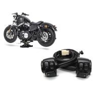 Set: Motorbike Scissor Lift ConStands Mini-Lift Moto Jack 500kg in black + Handlebar Control Switch compatible with Harley Davidson Dyna Sportster Softail V-Rod 96-13 black Craftride