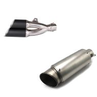 Set: Zaddox Exhaust Suzuki Bandit 1200 / S Rear Silencer Twin + Exhaust muffler Pace compatible with Suzuki Bandit 1250 / 1200 / S Stainless Steel Titanium