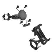 Set: Motorcycle smartphone holder SH8 for handlebar mobile phone aluminium mount + Motorcycle smartphone holder SH5 for handlebar mobile phone aluminium mount