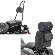 Set: Sissy Bar Tall compatible with Harley Davidson Sportster 04-20 Craftride black + Motorbike Sissy Bar Bag Craftride SXL Rear tail bag with Roll Bag in black