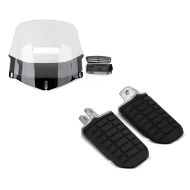 Set: Windshield with Vent Honda Goldwing GL 1800 01-16 clear Craftride + Driver Footpegs compatible with Honda Goldwing GL 1800 01-16 Footrests Craftride