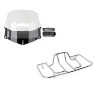 Set: Windshield with Vent compatible with Honda Goldwing GL 1800 01-16 clear Craftride + Rear Luggage Rack compatible with Honda Goldwing GL 1800 01-16 chrome Craftride