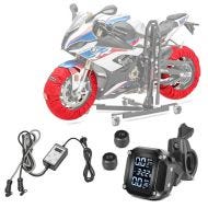 Set: Motorbike Tyre Warmers Set Snaefell ConStands 30-99°C digital for front and rear wheel red + Tyre pressure monitoring system RDKS with temperature gauge Tourtecs tyre pressure gauge digital