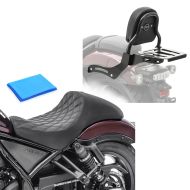 Set: Solo Seat Gel compatible with Honda Rebel 1100 CMX 21-24 Craftride RS2G Solo Rider + Sissy bar XS3 compatible with Honda Rebel 1100 CMX 21-24 with luggage rack black Craftride