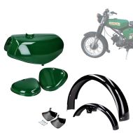 Set Fuel Tank with Side Covers +  Fender with Splash Guard suitable for Simson S50 S51 S70 Craftride green