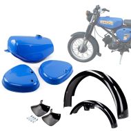Set Fuel Tank with Side Covers +  Fender with Splash Guard suitable for Simson S50 S51 S70 Craftride blue