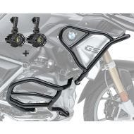 Set Sturzbügel oben unten + Scheinwerfer XL8 für BMW R 1250 GS 19-20 Motoguard schwarz_1