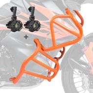 Set Engine Guard + Auxiliary lights compatible with KTM 890 Adventure / R 21-22 Motoguard crash bar Motoguard orange
