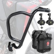 Sturzbügel Set + Zusatzscheinwerfer für Honda Africa Twin 1100 20-21 + Taschen schwarz_1