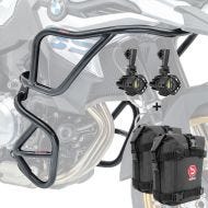 Set Sturzbügel oben unten + Scheinwerfer für BMW F 850 GS / F 750 GS 18-20 + Taschen Motoguard schwarz_1