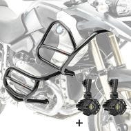 Set Sturzbügel oben unten + Scheinwerfer XL4 für BMW R 1200 GS 08-12 Motoguard schwarz_1