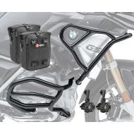 Set Sturzbügel oben unten + Scheinwerfer XL8 für BMW R 1250 GS 19-20 + Taschen Motoguard schwarz CB4_1