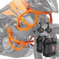 Set Sturzbügel oben unten + Scheinwerfer für KTM 390 Adventure 20-21 + Taschen Motoguard orange_1