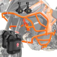 Set Engine Guard X21 + Auxiliary lights compatible with KTM 1290 Super Adventure R / S 21-24 + bags Motoguard orange