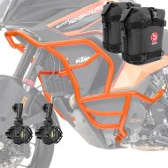 Set Crash bars + Auxiliary lights + bags fit for KTM 1290 Super Adventure S / R 21-24 Motoguard KT26 orange