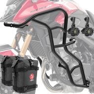 Set Crash bars + Auxiliary lights + bags fit for Honda CB 500 X 19-23 Motoguard KT42