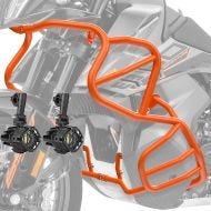 Set Crash bar + Auxiliary lights fit for KTM 790 / 890 Adventure / R 19-22 fog lights Motoguard KT34 orange