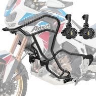 Set Crash bar + Auxiliary lights fit for Africa Twin 1000 CRF 16-19 fog lights Motoguard KT21