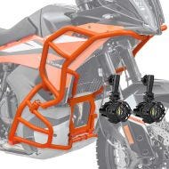 Set Crash Bars + Auxiliary lights fits for KTM 790 / 890 Adventure 23-24 Fog lights Motoguard SH26 orange