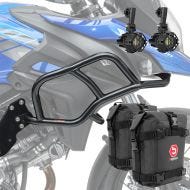Set Upper Crash bar + Auxiliary lights + bags fit for Suzuki V-Strom 650 / XT 17-24 Motoguard