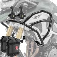 Set Upper Crash bar + Auxiliary lights + bags fit for Triumph Tiger 1200 GT / Pro 22-24 Motoguard TG2 black