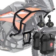 Set Upper Crash bar + Auxiliary lights + bags fit for KTM 790 / 890 Adventure 23-24 Motoguard HG18 Black
