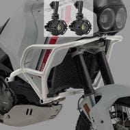 Set Crash bar + Auxiliary lights fit for Ducati DesertX 22-24 fog lights Motoguard MK13 silver