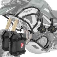 Set Crash Bars + Auxiliary lights LED fits for Triumph Tiger 1200 GT / Pro 22-24 + bags Motoguard MK2