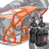 Set Crash Bars + Auxiliary lights LED fits for KTM 790 / 890 Adventure/ R 23-24 SH27 + bags Motoguard orange