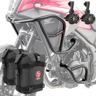 Set Crash Bars + Auxiliary lights LED fits for Honda NX 500 2024 + bags Motoguard SG67