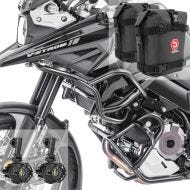 Set Crash Bars upper lower + Auxiliary lights LED fit for Suzuki V-Strom 1050 / DE 20-24 + bags Motoguard SG38