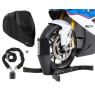 Set SM4 Motorradwippe Easy Plus mit Kettenschloss und Abdeckplane XL für Triumph Thruxton RS Tourtecs_1