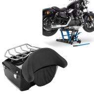 Set: Topcase Harley Davidson 97-13 Large mit Rack schwarz + Hebebühne Mid L für Harley und Chopper -680 kg blau_1