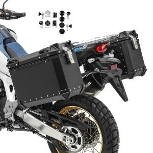 Motorcycle Aluminium Panniers Set XW38 Bagtecs Side Cases 2x38 Liters + adapter black