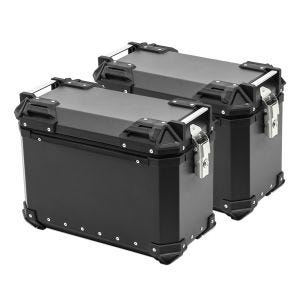 Motorcycle Aluminium Panniers Set Bagtecs XW30 Side Cases 2x30 Liters + adapter black