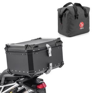 Set motorcycle aluminum top box + inner dry bag fit for Honda Transalp XL 750 Bagtecs XB65 top case black