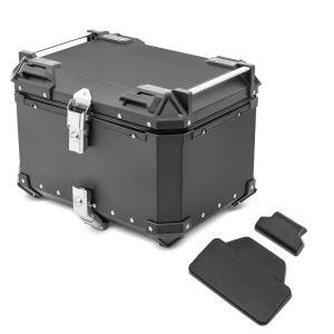 Set motorcycle aluminum top box 55L + passenger backrest pad fits for Royal Enfield Himalayan 450 Bagtecs XB55 top case black