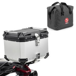 Set motorcycle aluminum top box 45L + inner dry bag fits for Honda Transalp XL 750 Bagtecs XB45 top case silver
