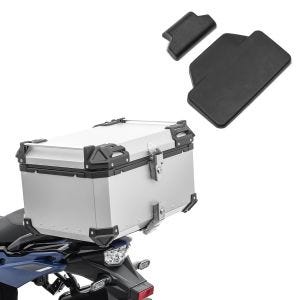 Set aluminum top box 65L + passenger backrest pad Bagtecs XB65 top case silver