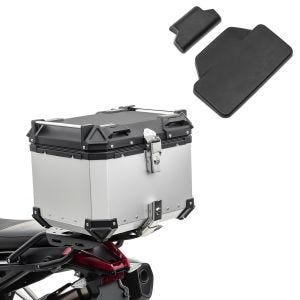Set motorcycle aluminum top box 45L + passenger backrest pad fits for Royal Enfield Himalayan 410 Bagtecs XB45 top case silver