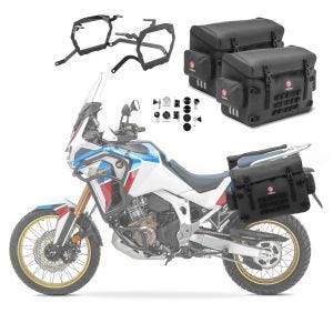 2x Waterproof PVC panniers + racks compatible with chopper / custombikes Pan America 1250 21-25 Bagtecs BPW
