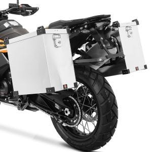 Aluminium panniers set 35L compatible with Royal Enfield Himalayan Bagtecs Namib + kit for pannier rack